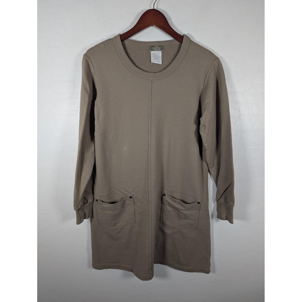 The Territory Ahead Sweater Dress Womens Medium Brown Long Sleeve Knit Pockets
